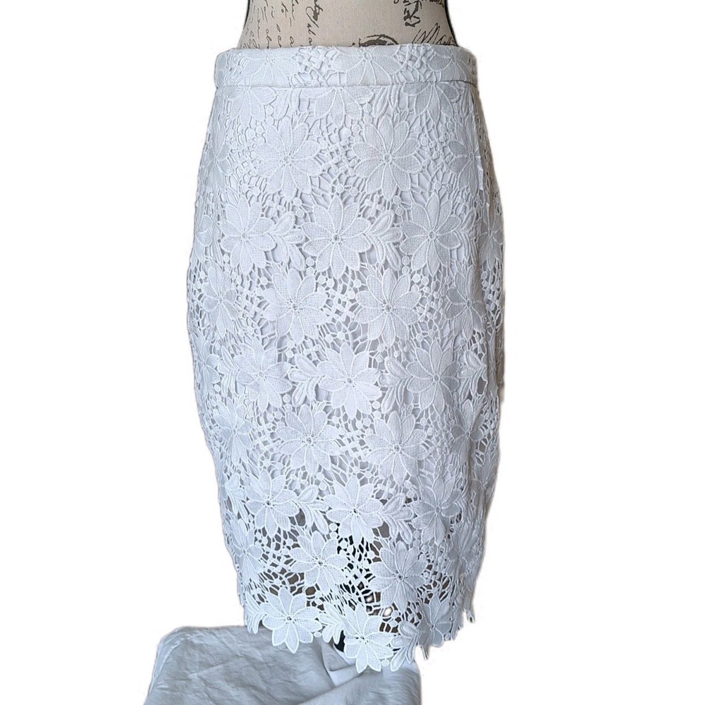 Lulus Look At Me Wow White Crochet Lace Pencil Midi Skirt Large Bridal Cottage